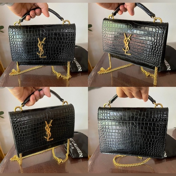 YSL Sunset Black Crocodile Embossed Leather 2,020$ - Picture 3 of 12